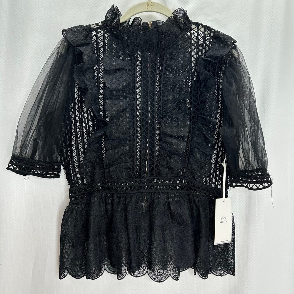 Blashe black lace sheer top large witch gothic grunge